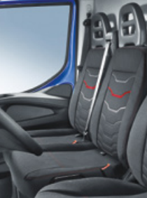 Fodera Sedile Iveco Daily PREMIUM RED Tessuto originale in microfibra traspirante . Fodera PANCHETTA 2 POSTI standard - 500050888