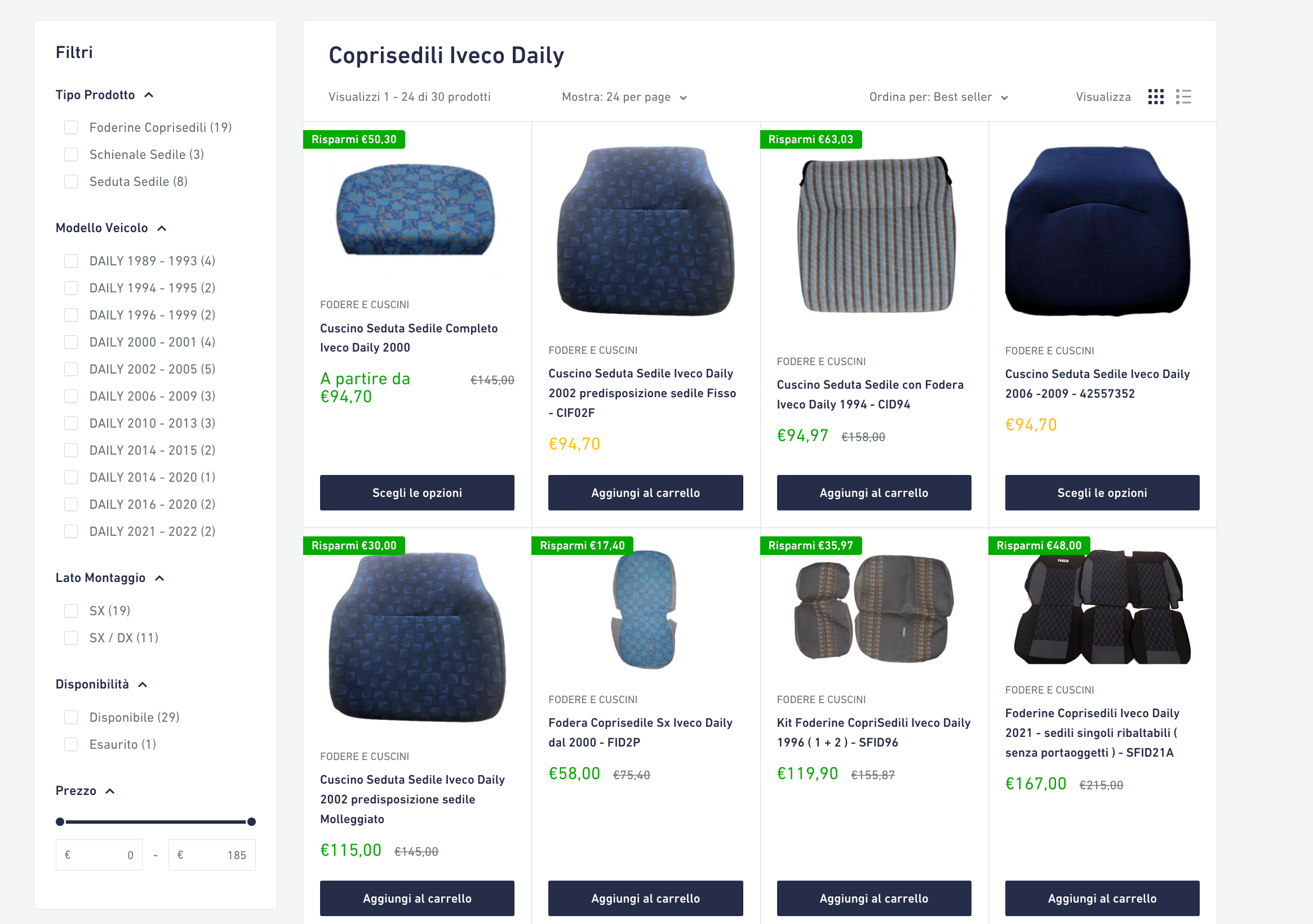 Coprisedili Iveco Daily