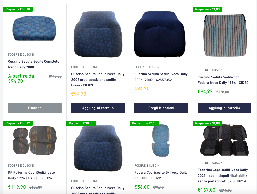 Cuscini Seduta Sedile per Iveco Daily - Trova il tuo !