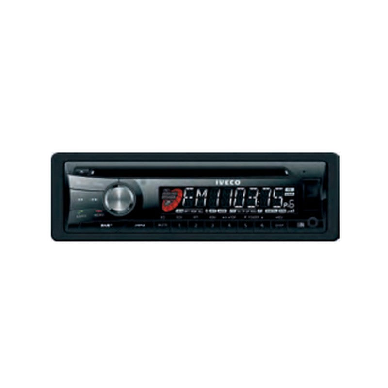 IVECO DAB PLUS RADIO → Detachable front panel with colour LCD display → SD card slot and front USB port → Bluetooth® → Pla