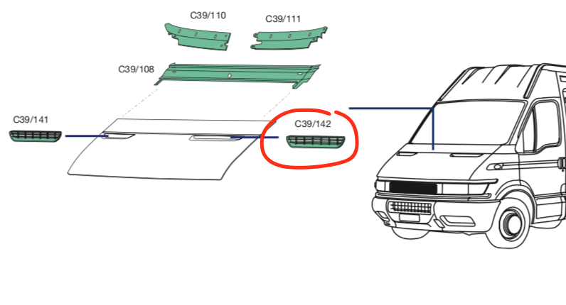 Griglia Presa Aria Cofano SX Anteriore Iveco Daily - 500319884 - Specialista Daily