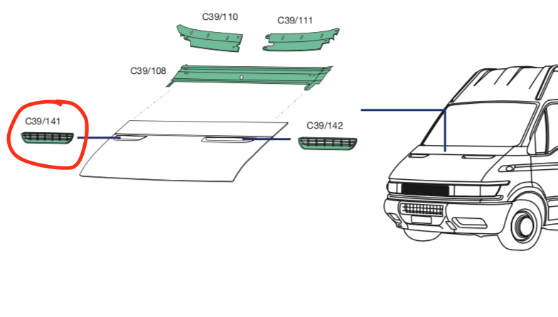Griglia presa Aria Cofano Anteriore DX Iveco Daily 2000 - 500319886 - Specialista Daily