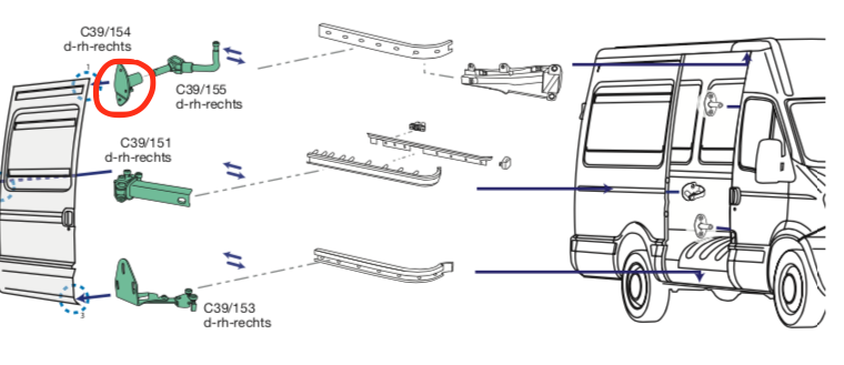 Scontro Cerniera Porta Laterale Scorrevole DX Iveco Daily - 500329740 - Specialista Daily