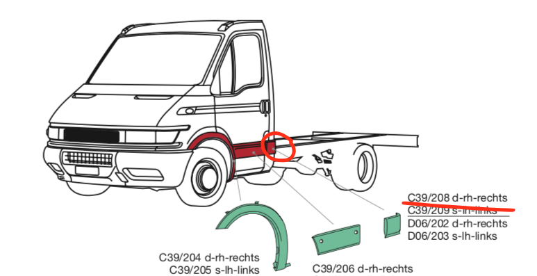 Modenatura Paracolpo Plastica DX Posteriore Cabina Iveco Daily - 500326801 - Specialista Daily