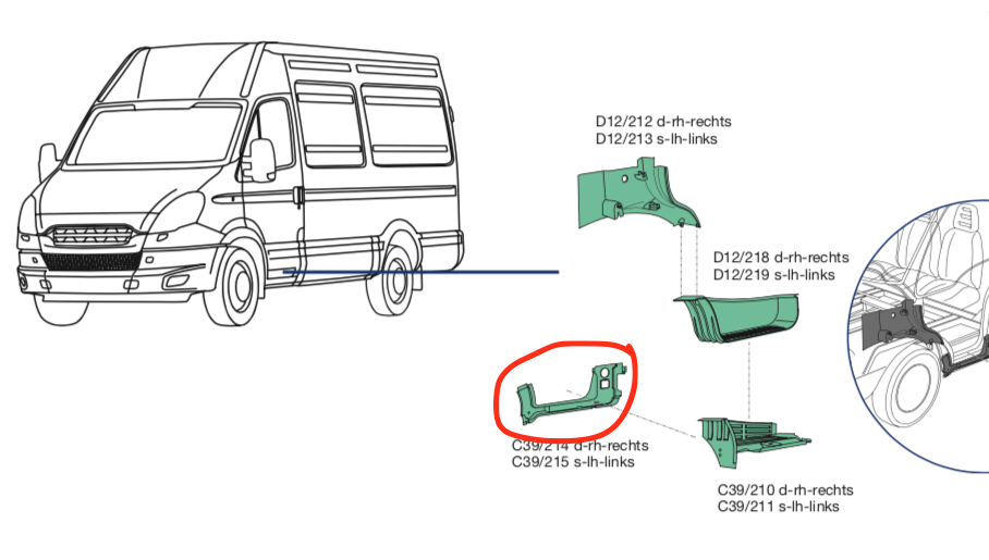 Sottoporta Anteriore DX destro Iveco Daily - 99465568 - Specialista Daily