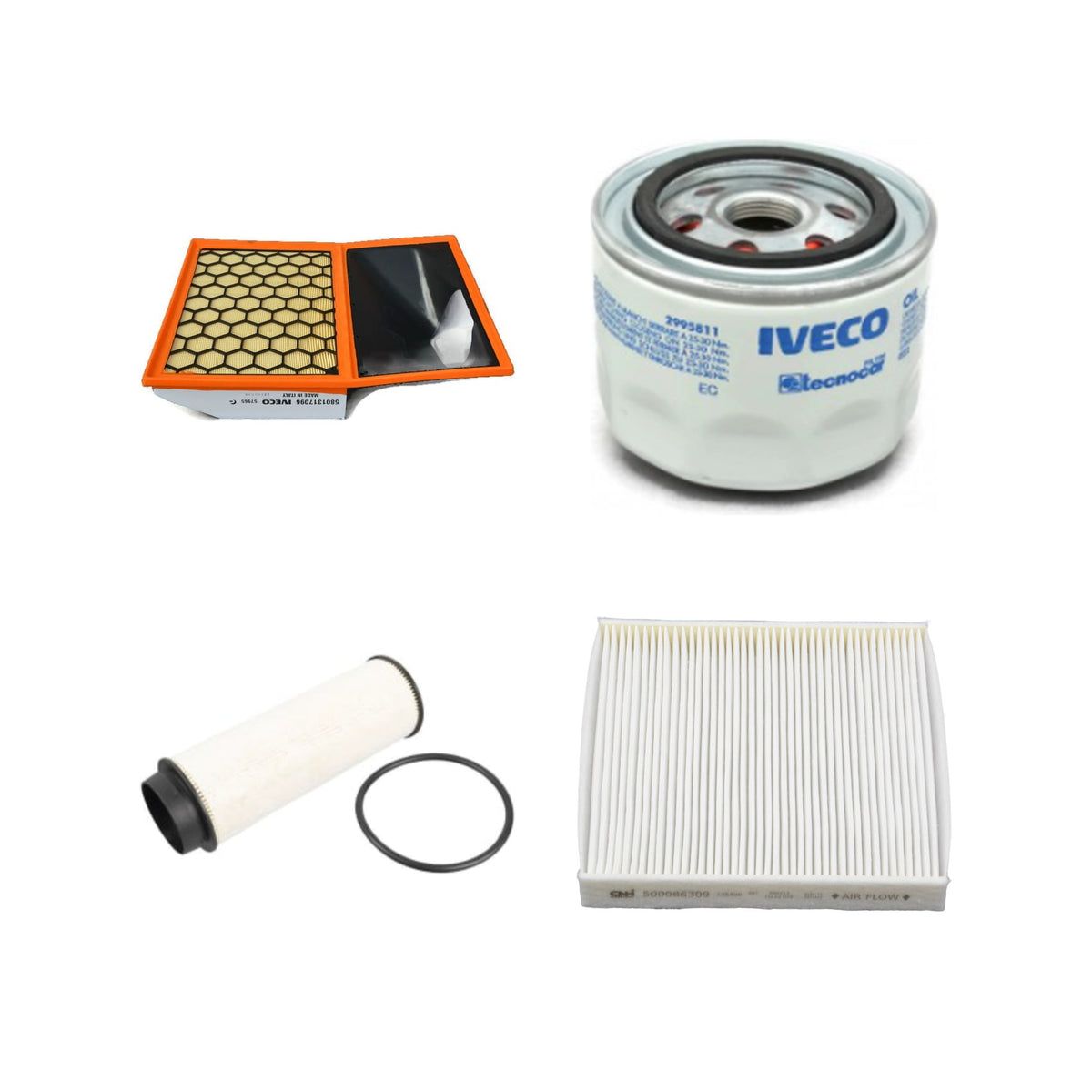 Kit de mantenimiento de 4 filtros para Iveco Daily: aire, aceite, gasóleo, habitáculo