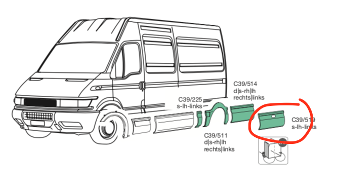 Modenatura Plastica Posteriore SX iveco Daily Furgonato - 500334454 - Specialista Daily